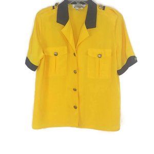 VTG 80's Yellow Black Nautical Style Blouse
